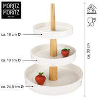 1 x RAW Customer Returns Moritz Moritz Fruit Etagere 3 Tiers - Incl. Tongs - Made of high quality porcelain - Modern kitchen decoration or party decoration - Perfect as a fruit bowl for fruit storage, muffins and cupcakes - RRP €29.99