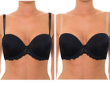 1 x Brand New YANDW - Lightly Padded Strapless Bra, Full Coverage, Sheer Back, Invisible Straps - Black - 3D Manufacturer Size 34D  - RRP €45.41