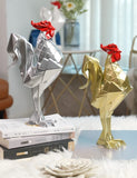 3 x Brand New NENBOLEC Sculptures Rooster Figurines Arts Modern Decor Animal Gift Statue Living Room Art Polyresin Ornament Silver 31cm - RRP €61.2