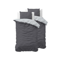 1 x RAW Customer Returns Sleeptime 100 cotton bed linen 155cm x 220cm 4-piece grey anthracite - soft non-iron duvet covers with zipper - two-tone bed linen set with 2 pillowcases 80cm x 80cm - RRP €52.0