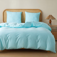 1 x RAW Customer Returns MR HM bed linen 200x200 3-piece cotton - bed linen set made of 100 cotton 200 x 200 x 1 plus two pillowcases 80 x 80 with zipper, soft and comfortable bed linen, turquoise - RRP €41.92