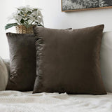 1 x RAW Customer Returns MIULEE Set of 2 Velvet Decorative Cushion Covers without Filling - Decorative Pillow Cases - Throw Pillows - Cushion Covers with Hidden Zipper - 20x20 inch 50x50 cm Dark Taupe - RRP €19.99