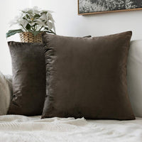 1 x RAW Customer Returns MIULEE Pack of 2 Velvet Cushion Covers Pillow Case Decorative Pillowcases Throw Pillows Sofa Cushions Lumbar Cushions Throw Pillow Covers 45 x 45 cm Dark Taupe - RRP €15.99