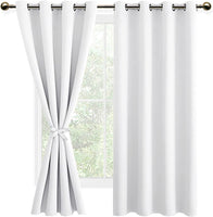 1 x RAW Customer Returns DWCN Opaque Blackout Curtains with Eyelets 2 Pieces Thermal Curtain for Living Room Bedroom Gray White 183 x 132 cm H x W  - RRP €36.99