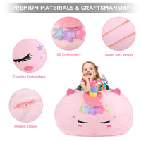 1 x RAW Customer Returns GAGAKU Stuffed Animal Bean Bag Storage Cover Unicorn 200L, XXL Toy Storage Bag for Children s Room Large Unicorn Fillable Zipper Bean Bag for Organizing - Pink - RRP €27.65