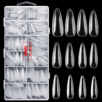 2 x Brand New 600 Pieces Acrylic Artificial Nail Tips Boxed Water Drop False Nail Fake Fingernails Nail Tips for Women Nail Design, Nail Salons, 12 Sizes, Long Nails Transparent - RRP €19.34