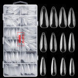 2 x Brand New 600 Pieces Acrylic Artificial Nail Tips Boxed Water Drop False Nail Fake Fingernails Nail Tips for Women Nail Design, Nail Salons, 12 Sizes, Long Nails Transparent - RRP €19.34