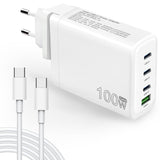 1 x RAW Customer Returns 100W USB C Charger GaN 3 Port USB C Power Adapter Fast Charger with Type-C Cable Wall Charger for MacBook Pro 14 inch, Dell XPS 13, iPad Pro, iPhone 15, Galaxy S23, Note20, and all USB-C devices - RRP €23.99