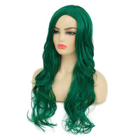 1 x RAW Customer Returns Long Curly Green Waves Wig Women Side Parts Natural Shape Cosplay Synthetic Fiber Wig Heat Resistant Replacement Wig - RRP €27.22