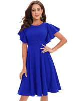 1 x RAW Customer Returns Gardenwed Dress Evening Dresses Elegant for Wedding Round Neck Cocktail Dress Ladies Midi Length Festive Summer Dresses Ball Gowns Royal Blue 2XL - RRP €40.33