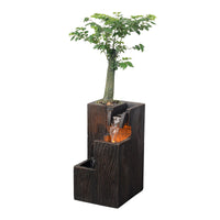 1 x RAW Customer Returns Evisso Wood Grain Indoor Fountain Yellow Led Lighting Decorative Soothing Sound Tabletop Fountains with a Small Plastic Pot to Grow the Plant Yourself 22030  - RRP €48.4