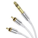 1 x RAW Customer Returns MOSWAG 6.35mm to RCA Cable, 6.35mm TRS to Dual RCA Audio Cable Y Splitter Cable - RRP €26.4