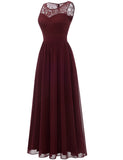 1 x RAW Customer Returns Dressystar 0046 Evening Dress Basic Chiffon Lace Sleeveless Bridesmaid Dresses Floor Length Burgundy XL - RRP €59.99