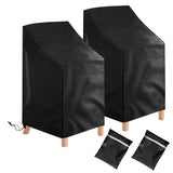 1 x RAW Customer Returns Ricyea 2 Pack Garden Chair Cover Waterproof, Windproof, UV-Resistant Garden Chair Protective Cover Made of Oxford Polyester, Cover for Stacking Chairs Garden Chair High Back - RRP €15.99