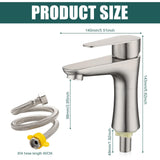 1 x RAW Customer Returns Molbory cold water tap guest toilet, cold water fitting 143 mm, bathroom tap stainless steel, cold water tap, wash basin fitting, single lever mixer wash basin with hose for bathroom guest toilet - RRP €15.99