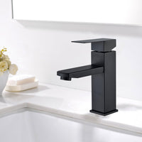 1 x RAW Customer Returns Hevenaov Black Sink Faucet Modern Bathroom Faucet Waterfall Sink Faucets Cold and Hot Water Available Single Handle Brass Basin Mixer Tap - RRP €21.6