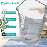 1 x RAW Customer Returns Hanging chair for outdoor indoor, hanging swing hanging chair outdoor for children adults up to 200kg, hanging seat with 3 cushions and extended footrest gray - RRP €51.99