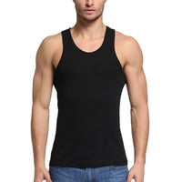 3 x RAW Customer Returns HomyComy undershirt men s fine rib cotton sleeveless tank top 3-pack black XL - RRP €74.97