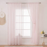 1 x RAW Customer Returns MIULEE Curtain with Pompoms-Pretty Pink Curtains for Children s Room Girls, 2 Pieces Transparent Curtains with Pompoms for Girls Room, Transparent Curtain with Pompoms, Each H 260 XW 140cm - RRP €33.49