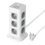 1 x RAW Customer Returns TESSAN 12-way multiple socket, power strip with 3 USB, multiple plug extension cable 2M, power strip surge protection, socket tower with USB and switch for home office, 3600W - RRP €33.99