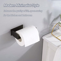 13 x Brand New Toilet paper holder without drilling, toilet paper holder black, 2 towel hooks, self-adhesive, stainless steel toilet roll holder for kitchen and bathroom - RRP €195.13