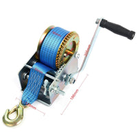 1 x RAW Customer Returns FreeTec hand winch cable winch with blue polyester cable pull recovery winch boat winch hand winch 10m 2500lbs  - RRP €51.95