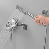 1 x RAW Customer Returns SHANFO bathtub faucet with hand shower, wall-mounted bathtub faucet, brushed stainless steel bathtub mixer, bathtub faucet, for bathroom, 1Y2OK - RRP €69.56