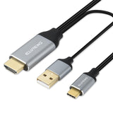 1 x RAW Customer Returns ELUTENG HDMI to USB C Adapter Cable 4K 60Hz 2M 6.6ft with USB Power Cable, HDMI Male to Type C Male Converter Cable, Supports Touchscreen Function for MacBook Pro Air, Nreal Air VR, iMac, XPS - RRP €21.07