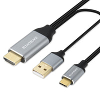 1 x RAW Customer Returns ELUTENG HDMI to USB C Adapter Cable 4K 60Hz 2M 6.6ft with USB Power Cable, HDMI Male to Type C Male Converter Cable, Supports Touchscreen Function for MacBook Pro Air, Nreal Air VR, iMac, XPS - RRP €20.99