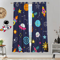 1 x RAW Customer Returns Koudi Space Blackout Curtains Space Astronaut Starry Sky Universe Pattern Opaque Curtains with Eyelets for Children s Room, Baby Room Decoration 160 x 132cm H W  - RRP €31.75