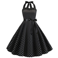 1 x RAW Customer Returns IMEKIS Women s Vintage Cocktail Dress Sleeveless Halterneck 1950s Polka Dots Retro Rockabilly Swing Dress A Line Pleated Skirt Knee Length Wedding Festive Evening Dress Ball Gown Black L - RRP €32.38