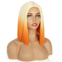 1 x RAW Customer Returns PORSMEER Blonde to Orange Bob Wig Short Straight Straight Synthetic Hair Cosplay Daily Party Wig for Women Girls Halloween Cosplay Party or Costume - RRP €23.11