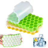 2 x Brand New Ice cube molds with lid 2 pieces ice cube trays silicone ice cube container with lid for freezer baby food water whiskey green yellow  - RRP €40.8