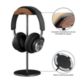 1 x RAW Customer Returns QinCoon Headphone Holder, Walnut and Aluminum Gaming Headset Stand with Solid Base, Heavy Duty for All Headphones Black  - RRP €35.19