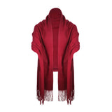 1 x RAW Customer Returns ZLYC Women Winter Warm Scarf Cashmere Feel Long Shawl Fashion Soft Big Scarves, Burgundy Solid Color, Large - RRP €18.58