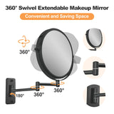 1 x RAW Customer Returns FFowcye 8 wall-mounted cosmetic mirror with magnification, 1X 10X make-up mirror for bathroom black, 360 rotating extension - wall-mounted shaving mirror. - RRP €30.12