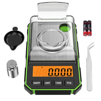 1 x RAW Customer Returns ORIA Precision Scale 0.001g, Digital Milligram Scale 50g 0.001g, Digital Pocket Scale with LCD Display, Lab Digital Scale, Portable Mini Scale with Weighing Pan, Calibration Weights and Tweezers - Green - RRP €21.8