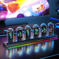 1 x RAW Customer Returns Sikai Nixie Tube Clock - Multimode Switchable Nixie Clock, Digital Calendar and Time Display, Individually Designed Digital Photo Albums That Can Be Edited via the App RGB Base  - RRP €99.99