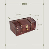 1 x RAW Customer Returns Brynnberg Treasure Chest 30x20x15cm - Large Flat Treasure Chest, Brown Decorated with Rivets and Leather Straps, with Lid, with Lock, Lockable Pirate Chest, Wooden Storage Box Flanders  - RRP €35.2