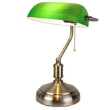 1 x RAW Customer Returns FISHTEC - Green banker lamp - vintage retrode bedside lamp - notary, avocado, bookcase - base E27 - opaline glass - switch chain - 38 CM - base bronze - RRP €20.4