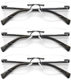 3 x Brand New VVDQELLA Rimless Reading Glasses Women 1.00x Reading Glasses Computer Women 3 Black Modern Reading Glasses with Blue Light Filter - RRP €79.2