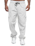 1 x RAW Customer Returns Maavoki Cargo Pants Men Relaxed Fit Cotton with Elastic Band, Outdoor Leisure Trousers Casual Hiking Pants Men with Multi Pockets White S - RRP €37.8