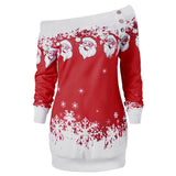 1 x RAW Customer Returns CHARMMA Women s Christmas Pullover Long Sleeve Shirt Santa Claus and Snow Print Sweatshirt Dark Red, XL  - RRP €39.99