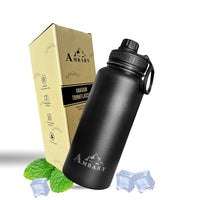 2 x RAW Customer Returns Ambary thermal bottle 1L, insulated stainless steel drinking bottle, thermos flask, leak-proof insulated bottle, double-walled for hot and cold drinks, suitable for carbon dioxide - RRP €38.4