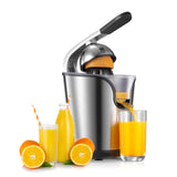 1 x RAW Customer Returns FOHERE Electric Citrus Press, Electric Juicer Orange Press with Professional Lever Arm, 160 W Quiet Motor, BPA-free, 2 Pressing Cones for Grapefruit, Orange and Lemon, Silver - RRP €48.99