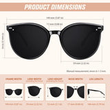 1 x RAW Customer Returns CGID Oversized Polarized Women s Sunglasses, Fashionable Women s Shades, Vintage Retro Round Sunglasses Black Gray - RRP €24.98