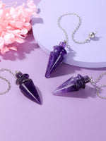 2 x Brand New Jovivi Gemstone Pendulum Esoteric Amethyst Pendant Made of Resin Radiesthesia Meditation Tensor Crystal Pendulum with Chain - RRP €50.4