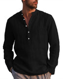 1 x RAW Customer Returns LVCBL Men s Shirt Regular Fit Shirt with Stand-Up Collar Party Black XL - RRP €12.79