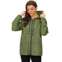 1 x RAW Customer Returns Durio Lightweight Rain Jacket Women s Waterproof Breathable Foldable Windbreaker with Hood Softshell Jacket Cycling Jacket Rain Cape Army Green 2XL - RRP €30.24