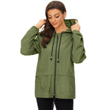 1 x RAW Customer Returns Durio Lightweight Rain Jacket Women s Waterproof Breathable Foldable Windbreaker with Hood Softshell Jacket Cycling Jacket Rain Cape Army Green 2XL - RRP €30.24